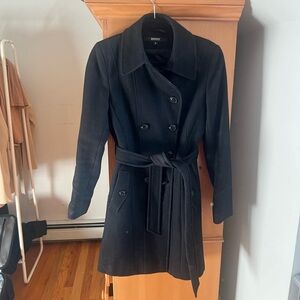 NWOT DKNY Women's Black Double-Breasted Coat